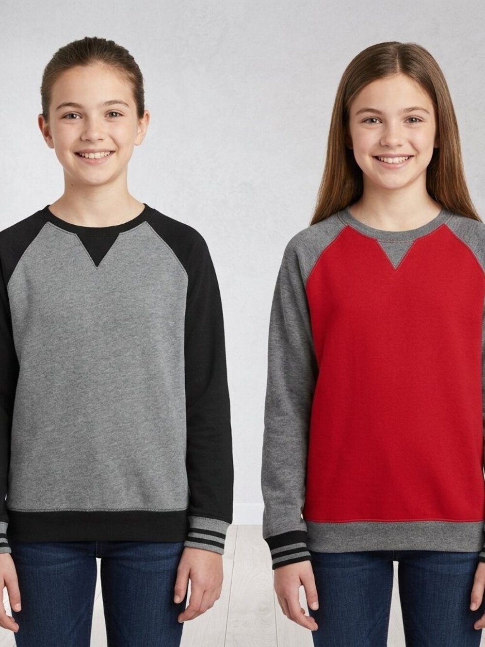 Athletic Works (2)Sweatshirts Size large & XL Red Black Crewneck Pullover Bundle